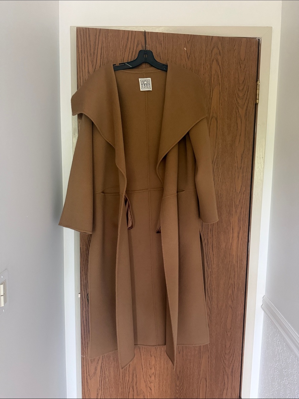 Toteme Brown Draped Wool Coat - Picture 3 of 8
